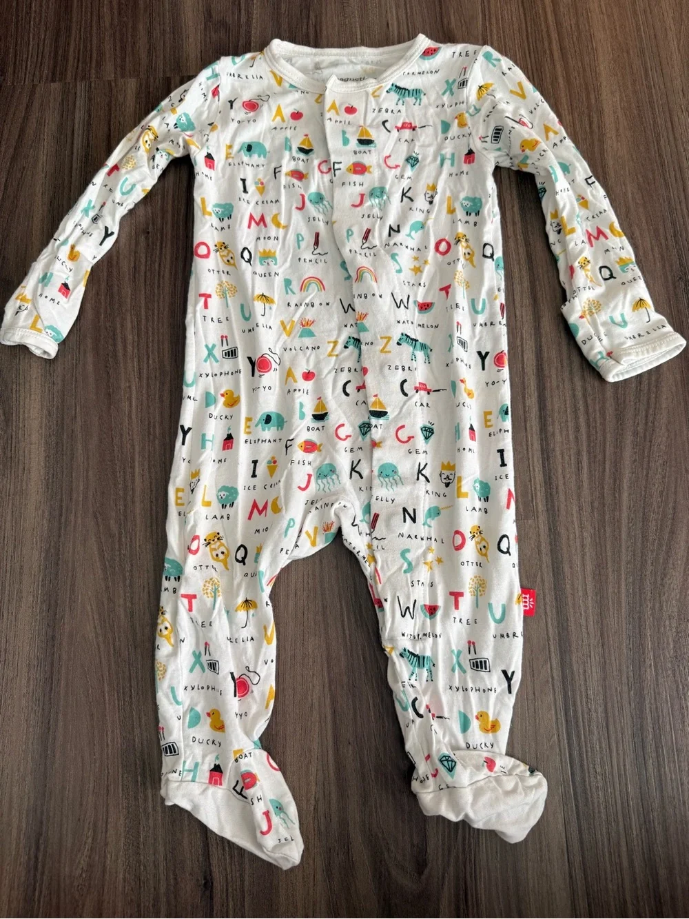 Magnetic Me White Alphabet Print Baby One-Piece 0-3 months